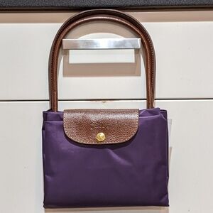 Nylon Shopping Tote Beach Bag Non Authentic Longchamp Style Tote Purple